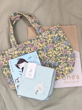 「one'sterrace（ワンズテラス）のFH キャンバスミニトート スコマール（トートバッグ、ピンク系）」を使った、M.a*さん（レディース・158cm）の春コーディネート