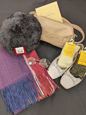 「one'sterrace（ワンズテラス）の【あったか】ビタートーン チェックストール（ストール/ショール、ブルー系）」を使った、M.a*さん（レディース・158cm）の秋コーディネート