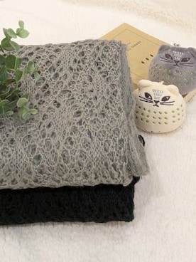 「one'sterrace（ワンズテラス）の【あったか】2WAYストール 透かし編み（ストール/ショール、グレー系）」を使った、M.a*さん（レディース・158cm）の秋コーディネート