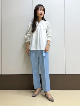 「TAKEO KIKUCHI（タケオキクチ）のアイテム（パンツ）」を使った、mamiさん（レディース・151cm）の春コーディネート
