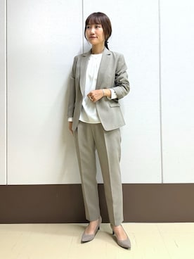 「アイテム（スーツジャケット、ブラウン系）」を使った、mamiさん（レディース・151cm）の秋コーディネート
