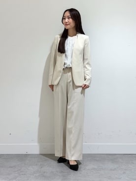 「アイテム（スーツジャケット、ホワイト系）」を使った、mamiさん（レディース・151cm）の春コーディネート
