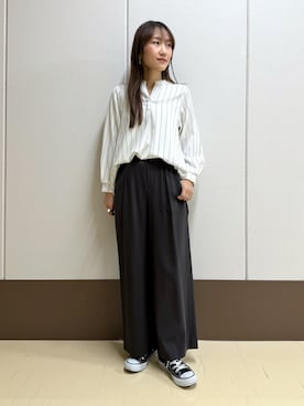 「TAKEO KIKUCHI（タケオキクチ）のアイテム（パンツ）」を使った、mamiさん（レディース・151cm）の春コーディネート