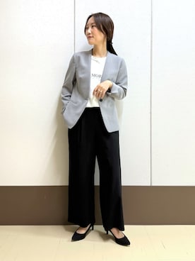 「アイテム（スーツジャケット、グレー系）」を使った、mamiさん（レディース・151cm）の春コーディネート