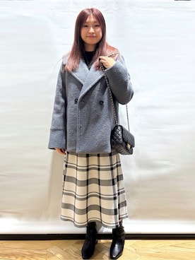 「アイテム（ピーコート、グレー系）」を使った、ふうかさん（レディース・153cm）の秋コーディネート
