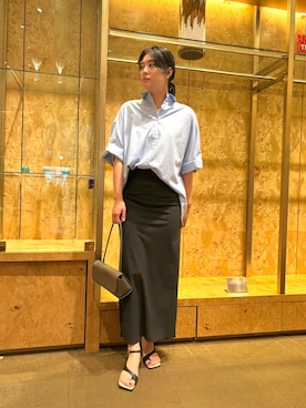 「GALLARDAGALANTE（ガリャルダガランテ）のハーフスリーブシャツ（シャツ/ブラウス、ブルー系）」を使った、ggabeさん（レディース・173cm）の夏コーディネート