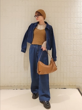 「KBF（ケイビーエフ）のアイテム（ジャケット/アウター）」を使った、つ　きさん（レディース・161cm）の秋コーディネート