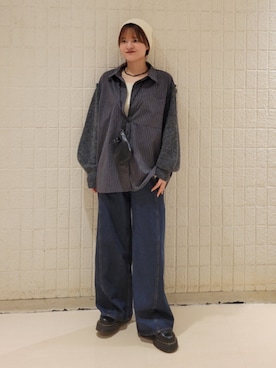 「KBF（ケイビーエフ）のアイテム（帽子）」を使った、つ　きさん（レディース・161cm）の秋コーディネート