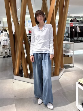 「GLOBAL WORK（グローバルワーク）のラクッションベルトニットパンプス/290988（パンプス、ホワイト系）」を使った、mikittygwさん（レディース）の夏コーディネート