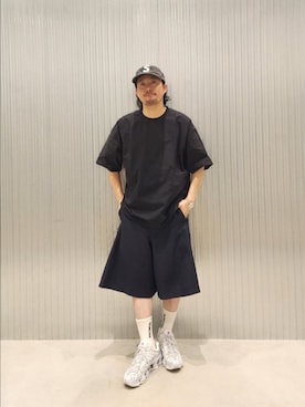 「URBAN RESEARCH DOORS（アーバンリサーチドアーズ）の『吸水速乾/抗ピリング/UVカット/接触冷感』PERFECTEX メッシュショートスリーブ Tシャツ（Tシャツ/カットソー、ブラック系）」を使った、ぐっさんさん（メンズ・167cm）の夏コーディネート