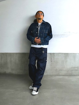 「アイテム（カーゴパンツ）」を使った、STO(スト)さん（メンズ・168cm）の春コーディネート