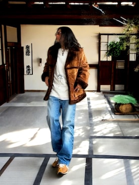 「アイテム（ムートンコート）」を使った、STO(スト)さん（メンズ・168cm）の冬コーディネート