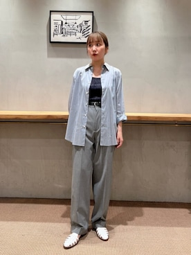 「Steven Alan（スティーブンアラン）のアイテム（サンダル）」を使った、鈴木紗羅さん（レディース・154cm）の夏コーディネート