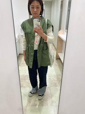 「DISCOAT（ディスコート）のアイテム（デニムパンツ）」を使った、ymiiikさん（レディース・160cm）の春コーディネート