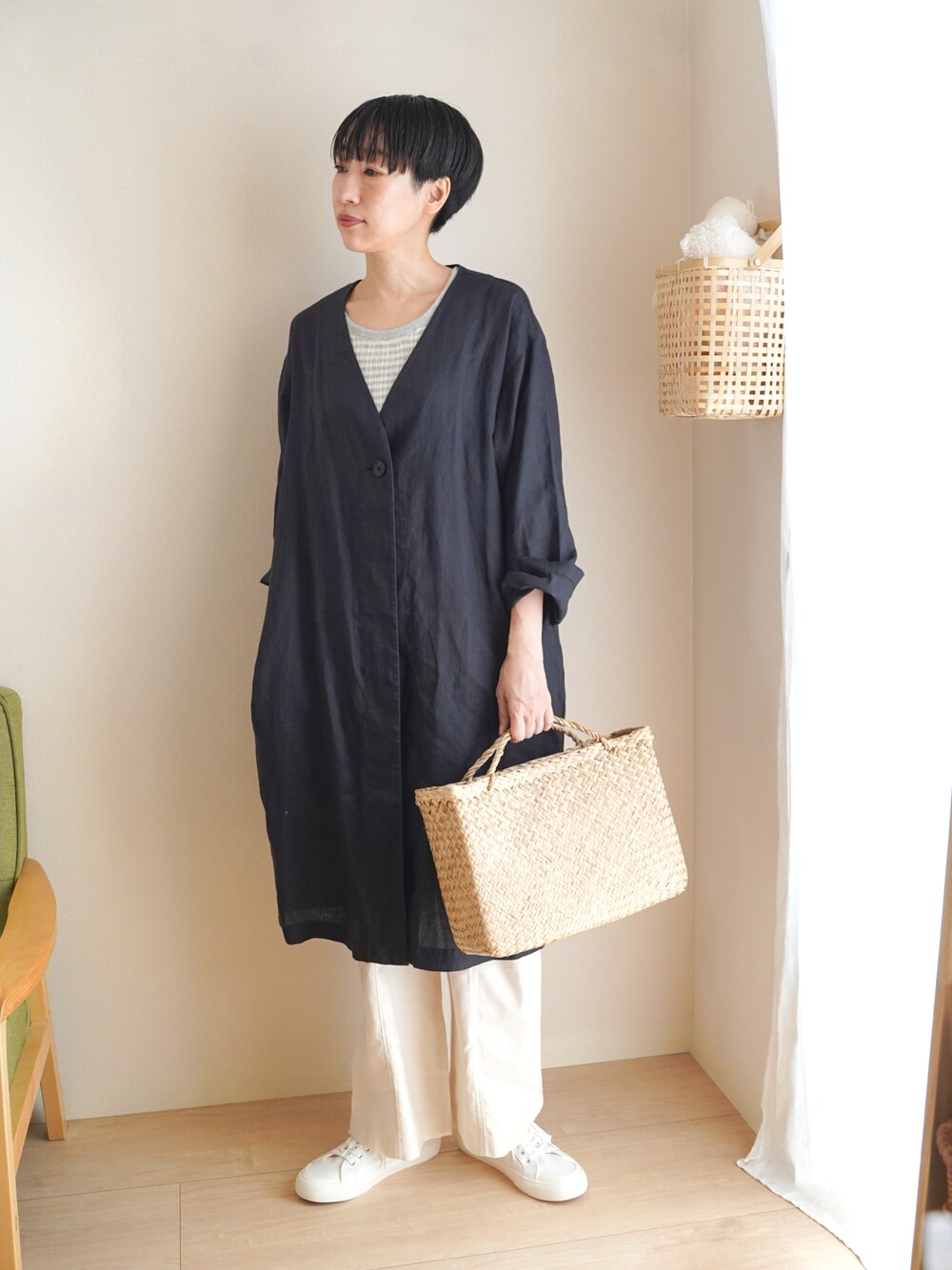 muji labo ムジラボ　婦人　カシミヤ混ノーカラーコート　黒　L muji labo ムジラボ 婦人 カシミヤ混ノーカラーコート 黒 L