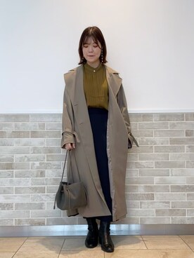「Te chichi（テチチ）のアイテム（ステンカラーコート）」を使った、yanagiさん（レディース・158cm）の秋コーディネート