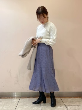 「Te chichi（テチチ）のアイテム（ノーカラーコート）」を使った、yanagiさん（レディース・158cm）の冬コーディネート