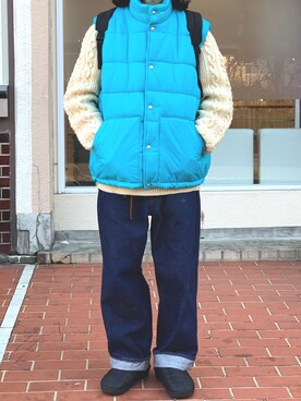 「SUBU（スブ）のアイテム（サンダル）」を使った、牛たたき¥280さん（メンズ・170cm）の冬コーディネート