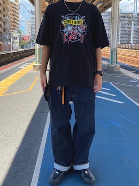「ロックT」｜牛たたき¥280さん（メンズ・170cm）の秋コーディネート