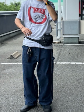 「アイテム（ボディバッグ/ウエストポーチ）」を使った、牛たたき¥280さん（メンズ・170cm）の夏コーディネート