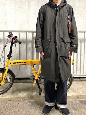 「CIAOPANIC（チャオパニック）のアイテム（モッズコート）」を使った、牛たたき¥280さん（メンズ・170cm）の秋コーディネート
