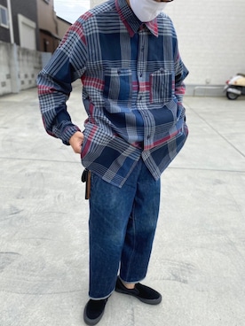 「TUKI（ツキ）のTUKI /ツキ/type3/ツキ タイプ3（デニムパンツ）」を使った、牛たたき¥280さん（メンズ・170cm）の秋コーディネート