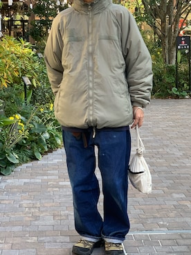 「アイテム（ジャケット/アウター、シルバー系）」を使った、牛たたき¥280さん（メンズ・170cm）の冬コーディネート