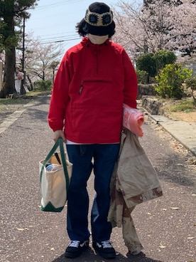 「L.L.Bean（エルエルビーン）のアイテム（ナイロンジャケット）」を使った、牛たたき¥280さん（メンズ・170cm）の春コーディネート