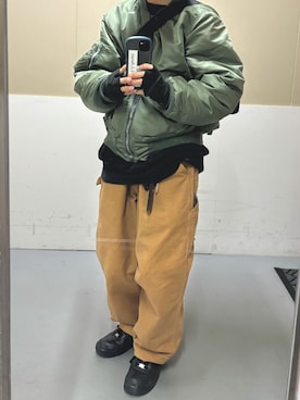 「アイテム（MA-1）」を使った、牛たたき¥280さん（メンズ・170cm）の秋コーディネート