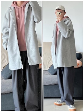 「日系极简」｜赵闲梗さん（メンズ・162cm）の冬コーディネート