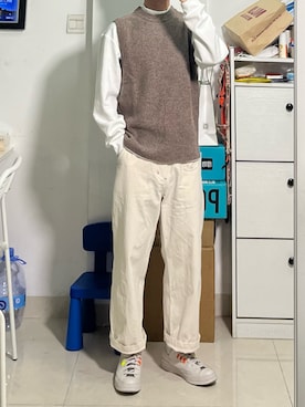 「日系极简」｜赵闲梗さん（メンズ・162cm）の秋コーディネート