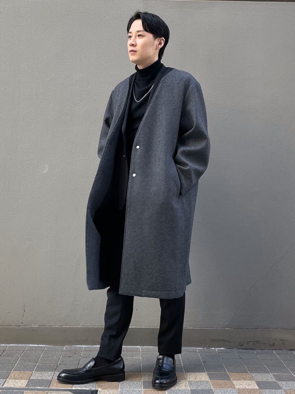 ボンディングメルトンVネックコート ボンディングメルトンVネックコートを使った人気ファッション