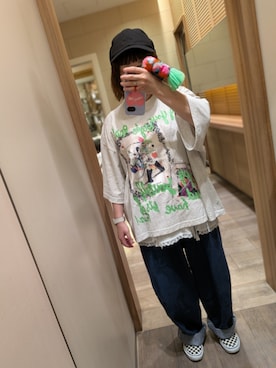 「アイテム（スリッポン）」を使った、mocoさん（レディース・150cm）の夏コーディネート