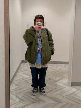 「アイテム（MA-1）」を使った、mocoさん（レディース・150cm）の秋コーディネート