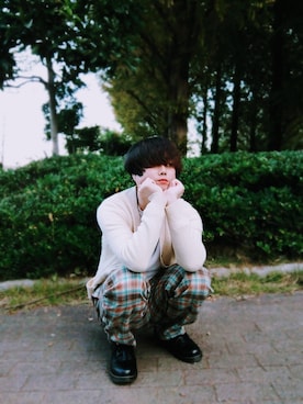 「アイテム（デニムパンツ、その他）」を使った、Teddy bear🧸さん（メンズ・177cm）の秋コーディネート