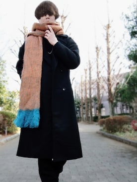 「unrelaxing（アンリラクシング）のアイテム（ピーコート）」を使った、Teddy bear🧸さん（メンズ・177cm）の冬コーディネート