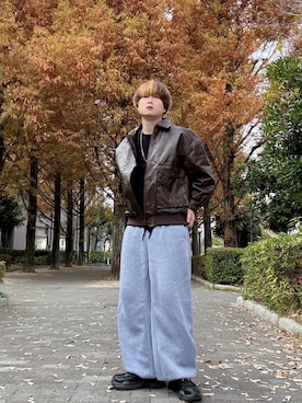 「アイテム（スウェットパンツ）」を使った、Teddy bear🧸さん（メンズ・177cm）の冬コーディネート