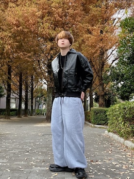 「アイテム（スウェットパンツ）」を使った、Teddy bear🧸さん（メンズ・177cm）の秋コーディネート