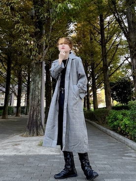 「アイテム（ステンカラーコート）」を使った、Teddy bear🧸さん（メンズ・177cm）の秋コーディネート