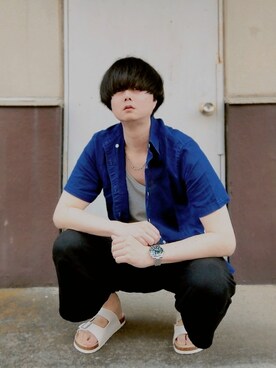 「Craft Nicholson（クラフトニコルソン）のアイテム」を使った、Teddy bear🧸さん（メンズ・177cm）の夏コーディネート