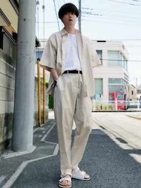 「nowm（ノウム）のアイテム（ジャケット/アウター）」を使った、Teddy bear🧸さん（メンズ・177cm）の夏コーディネート