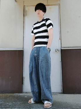 デニムパンツを使った ボーダーtシャツ の人気ファッションコーディネート Wear
