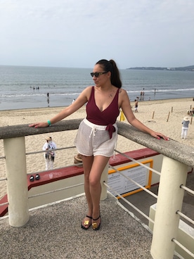 「アイテム（水着/着物・浴衣）」を使った、Faby Arroyoさん（レディース・170cm）の冬コーディネート