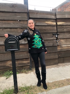 「holiday」｜「アイテム（ブーツ）」を使った、Faby Arroyoさん（レディース・170cm）の冬コーディネート