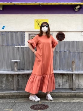 「アイテム（ワンピース、ピンク系）」を使った、ATSUKOさん（レディース・157cm）の春コーディネート
