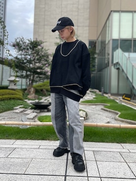 「DANKE SCHON（ダンケシェーン）のアイテム（スウェット）」を使った、EMII SHOJIさん（レディース・156cm）の秋コーディネート