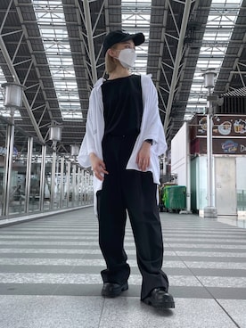 「A4A（エーフォーエー）のA4A/エーフォーエー/40s強撚糸ラウンドTシャツ（Tシャツ/カットソー）」を使った、EMII SHOJIさん（レディース・156cm）の夏コーディネート