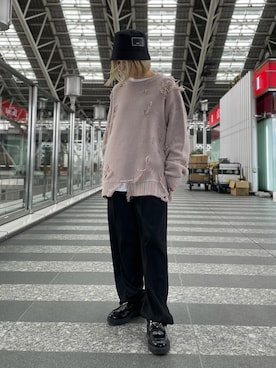 「WHITELAND（ホワイトランド）のアイテム（帽子）」を使った、EMII SHOJIさん（レディース・156cm）の秋コーディネート