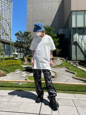 「KaneZ（ケインズ）のアイテム（帽子）」を使った、EMII SHOJIさん（レディース・156cm）の夏コーディネート