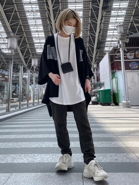 「WHITELAND（ホワイトランド）のWHITELAND/ホワイトランド/ネックウォレット/二つ折り財布/メンズ・レディース（財布、ブラック系）」を使った、EMII SHOJIさん（レディース・156cm）の夏コーディネート